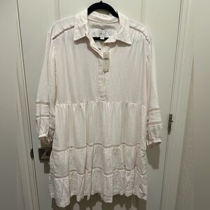 Anthropologie Maeve Cream Tunic Dress with Lace Detailing